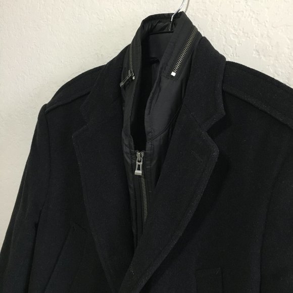 HUGO BOSS Cahmere-Wool Coat Jacket Black Size 40R Mens - Picture 2 of 14